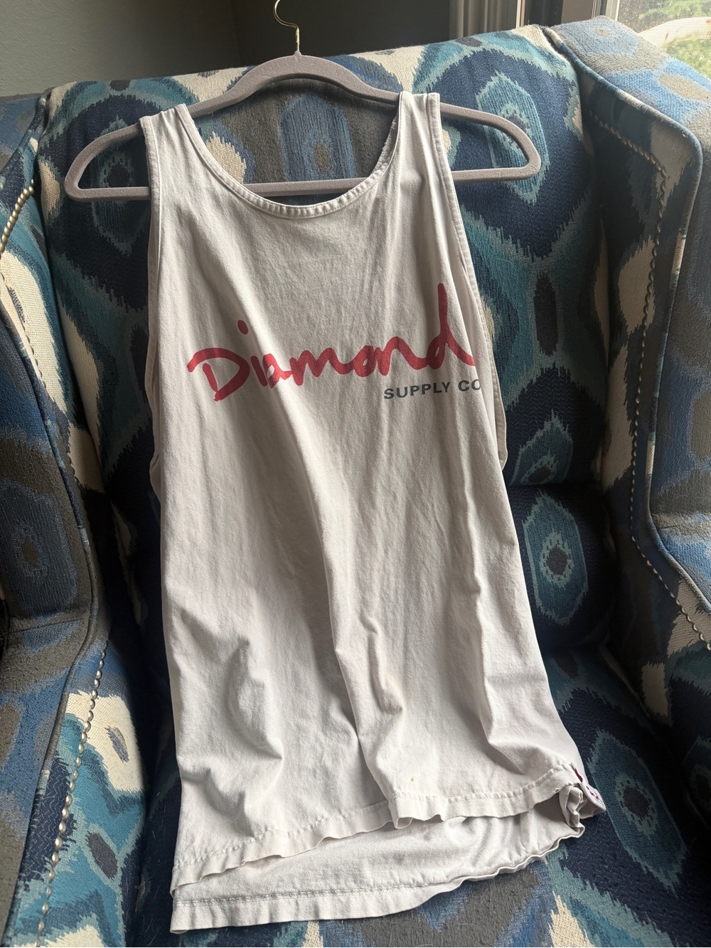 Diamond Supply Co. White Tank with Pink Script